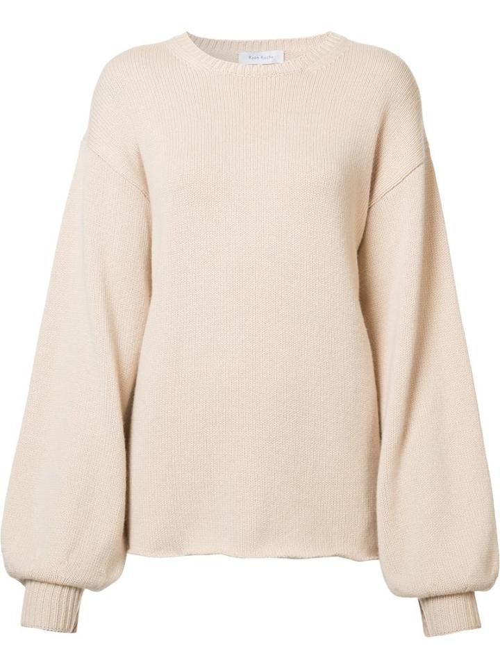 Ryan Roche Gathered Longsleeve Jumper, Women's, Size: Medium, Nude/neutrals, Cashmere