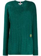 Tommy Hilfiger V-neck Cable Knit Top - Green