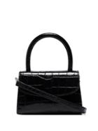 By Far Mini Croc-effect Tote - Black