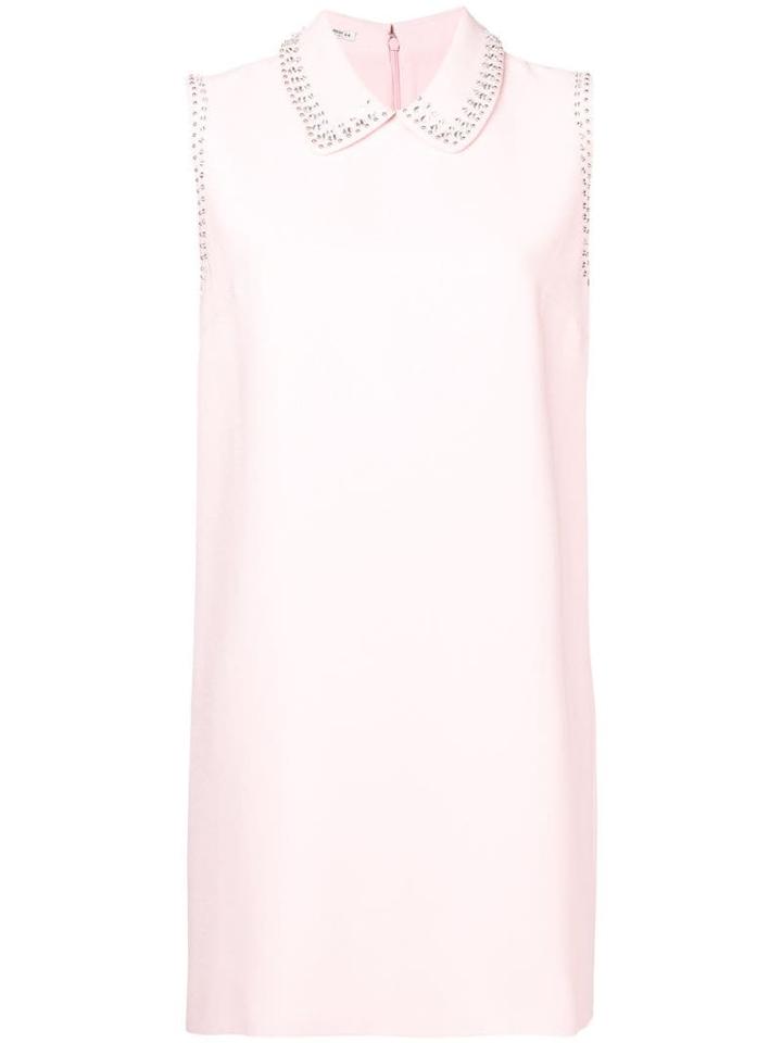 Miu Miu Rhinestone Embellished Straight Dress - Pink