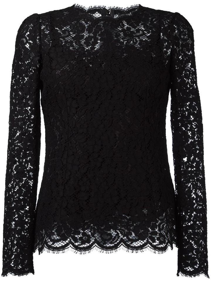 Dolce & Gabbana Lace Blouse, Women's, Size: 44, Black, Cotton/viscose/nylon/polyamide