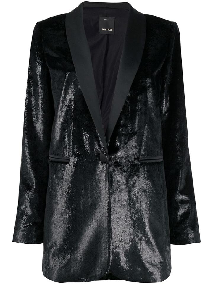 Pinko Textured V-neck Blazer - Black
