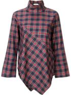 Astraet Handkerchief Hem Tartan Top, Women's, Red, Cotton
