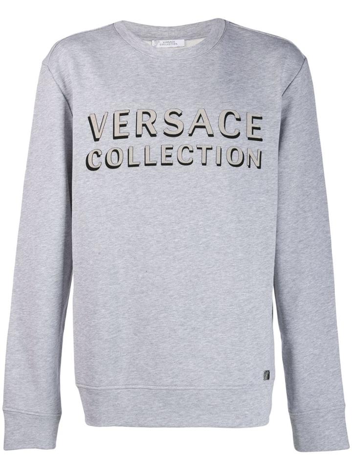 Versace Collection Logo Printed Sweatshirt - Grey