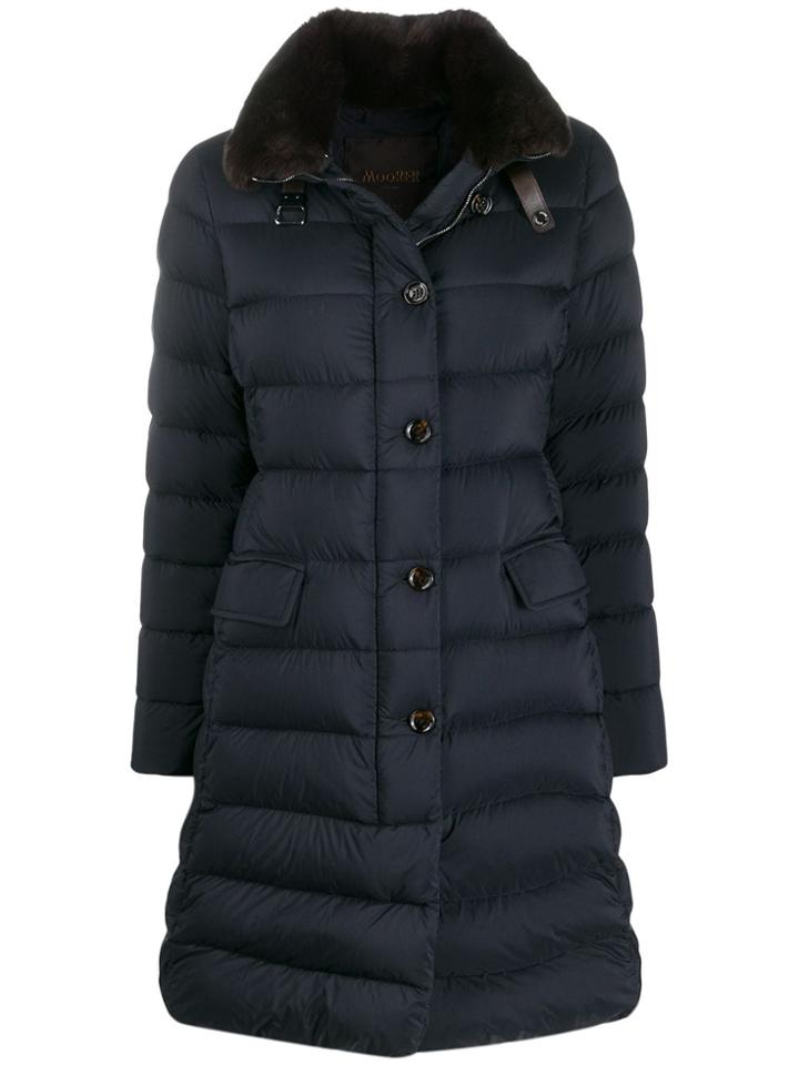 Moorer Quilted Mid-length Coat - Blue