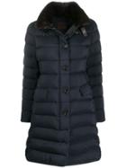 Moorer Quilted Mid-length Coat - Blue