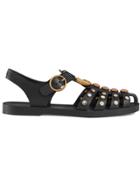 Gucci Rubber Sandal With Crystals - Black