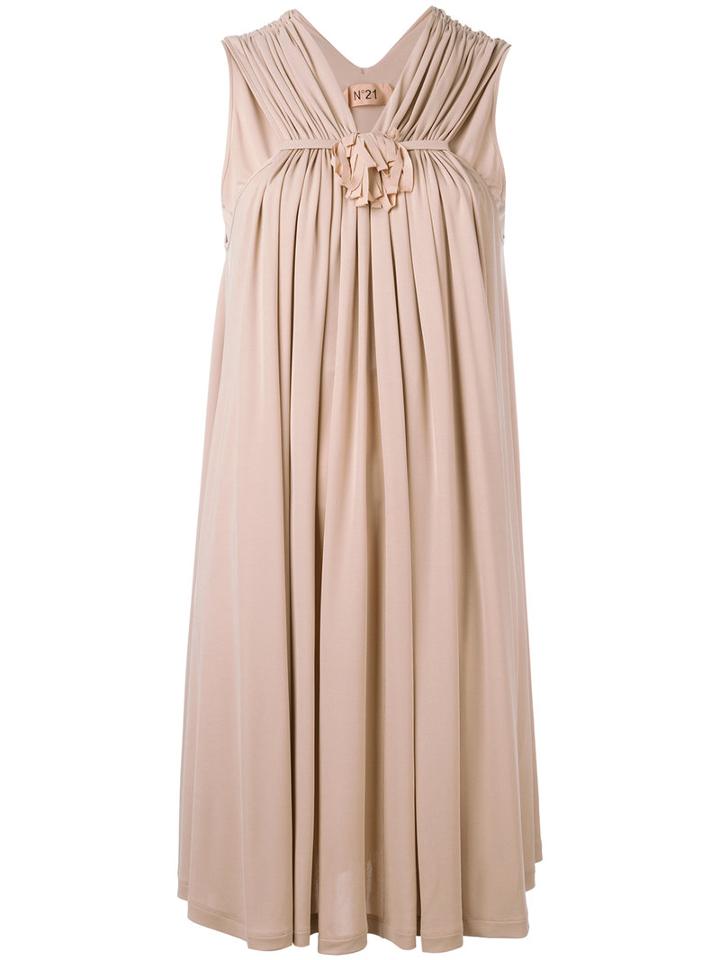 No21 Gathered Front Shift Dress, Women's, Size: 42, Nude/neutrals, Viscose