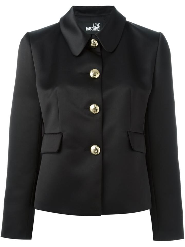 Love Moschino Classic Fitted Jacket, Women's, Size: 46, Black, Polyester/acetate/cotton
