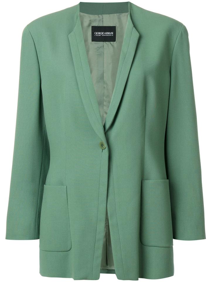Giorgio Armani Vintage Skinny Lapel Blazer - Green