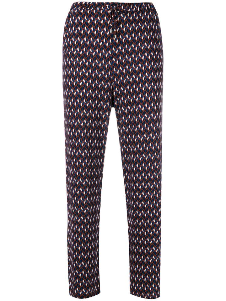 Max Mara Printed Straight Leg Trousers - Blue