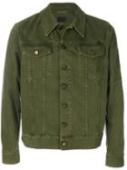 Saint Laurent Military Patch Denim Jacket - Green