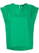 Ruched Sleeves T-shirt - Women - Cotton - 38, Green, Cotton, Luisa Cerano