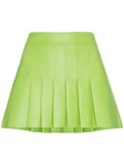 We11done Pleated Faux Leather Mini Skirt - Green