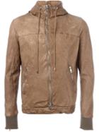 Giorgio Brato Hooded Leather Jacket, Men's, Size: 50, Brown, Leather