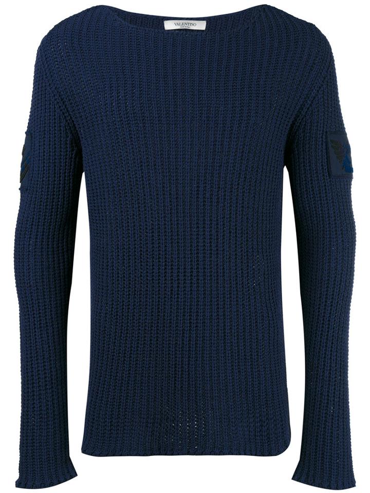 Valentino Boat Neck Jumper, Men's, Size: Xl, Blue, Silk