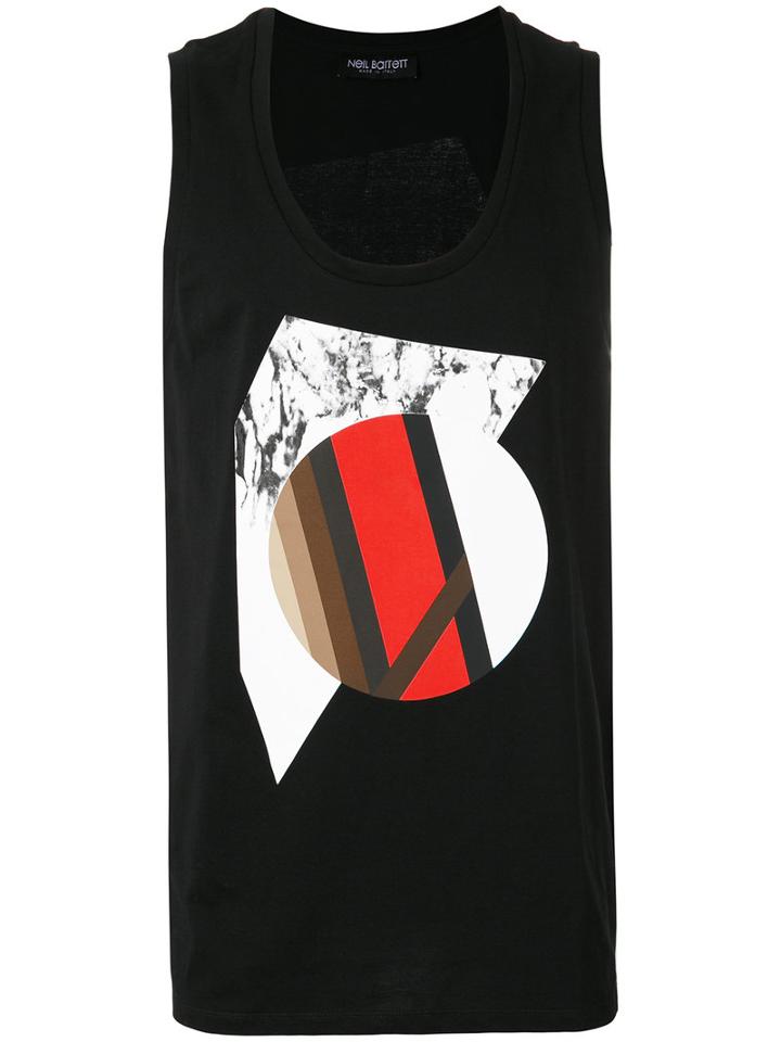 Neil Barrett Geometric Print Tank, Men's, Size: Medium, Black, Cotton