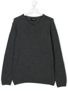 Emporio Armani Kids Teen V-neck Sweater - Grey