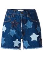 Faith Connexion Star Denim Shorts - Blue