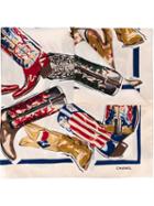 Chanel Vintage Cowboy Boot Print Scarf, Women's, Nude/neutrals