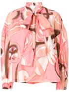 Marc Jacobs Tie Neck Printed Blouse - Pink & Purple