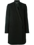 Stella Mccartney Inverted Collar Melton Coat, Women's, Size: 44, Black, Silk/polyamide/cupro/wool