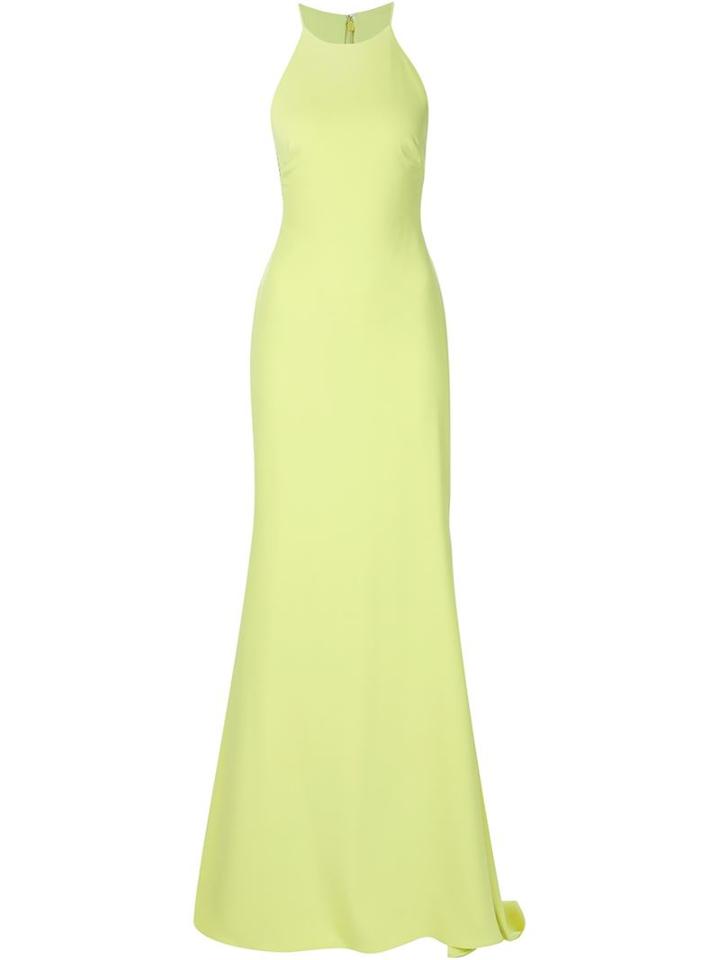 Badgley Mischka Fishtail Hem Flared Gown, Women's, Size: 8, Green, Polyester/spandex/elastane