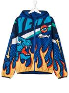 Kenzo Kids Teen Fire Print Hooded Jacket - Blue