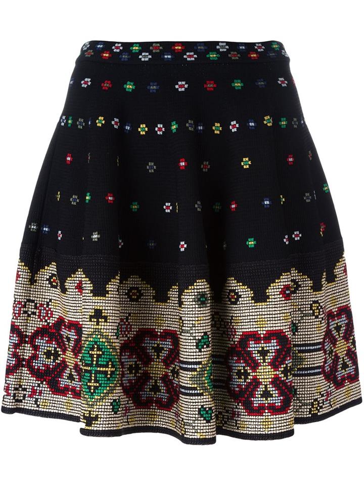 Alexander Mcqueen Knitted Cross Stitch Mini Skirt