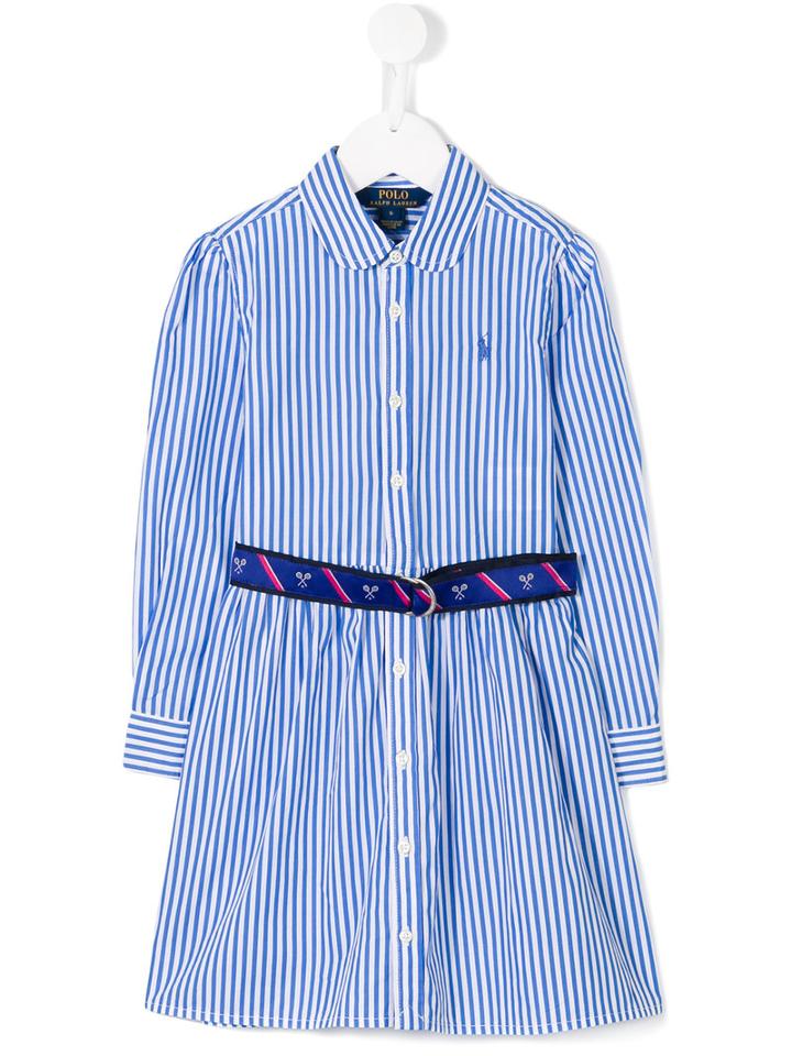 Ralph Lauren Kids Striped Shirt Dress, Girl's, Size: 8 Yrs, Blue