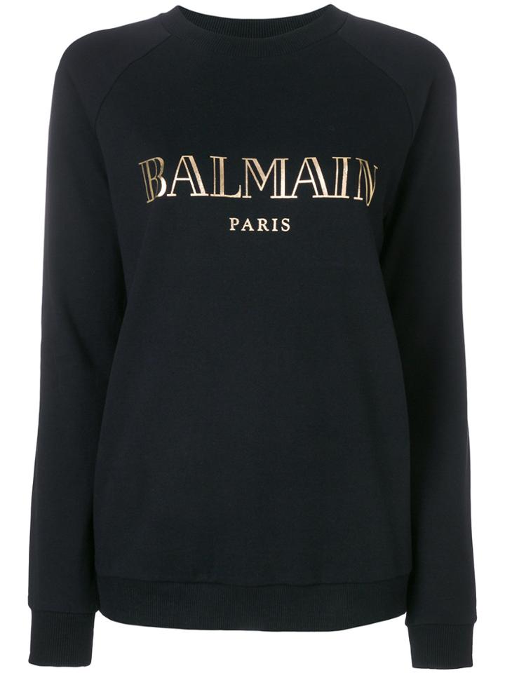 Balmain Logo Print Sweatshirt - Black