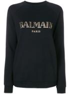 Balmain Logo Print Sweatshirt - Black