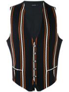 Tagliatore - Embroidered Waistcoat - Men - Cotton/cupro - 48, Blue, Cotton/cupro