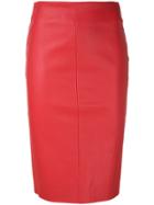 Drome Fitted Leather Skirt - Red