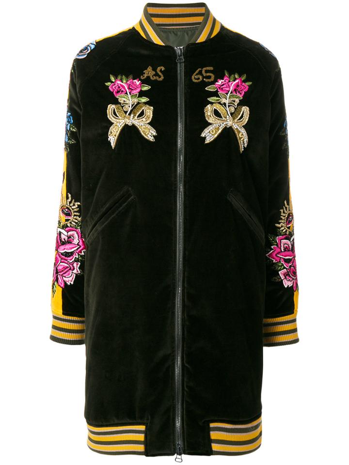 As65 Embroidered Bomber Jacket - Green