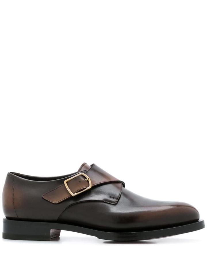 Santoni Varnished Monk Shoes - Brown