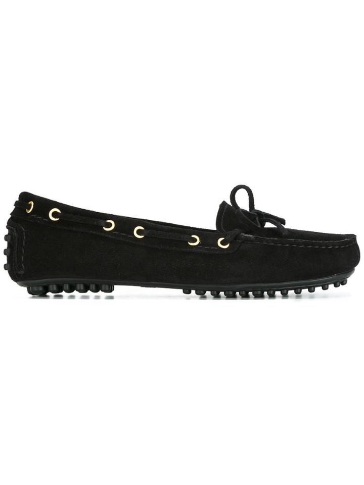 Car Shoe Lace-up Detailing Loafers - Black