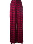 Diane Von Furstenberg Printed Palazzo Trousers, Women's, Size: 6, Purple, Silk