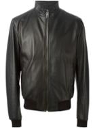 Dolce & Gabbana Leather Zip Jacket, Men's, Size: 50, Black, Cotton/goat Skin/lamb Skin/polyamide