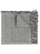 Our Legacy - Fringed Houndstooth Scarf - Men - Cotton/linen/flax - One Size, Grey, Cotton/linen/flax