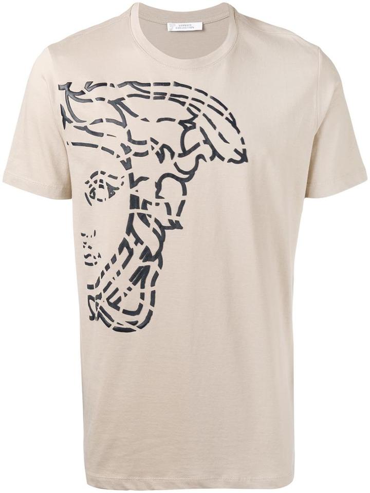 Versace Collection Medusa Print T-shirt, Men's, Size: Large, Nude/neutrals, Cotton