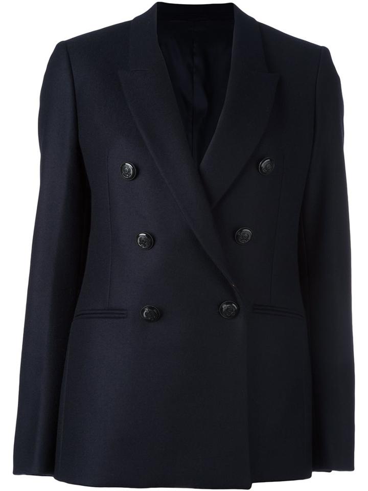 Neil Barrett Double Breasted Blazer, Women's, Size: 42, Blue, Wool/nylon/viscose/polyester