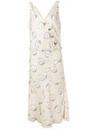 Visvim Fish Patterned Asymmetric Dress - White