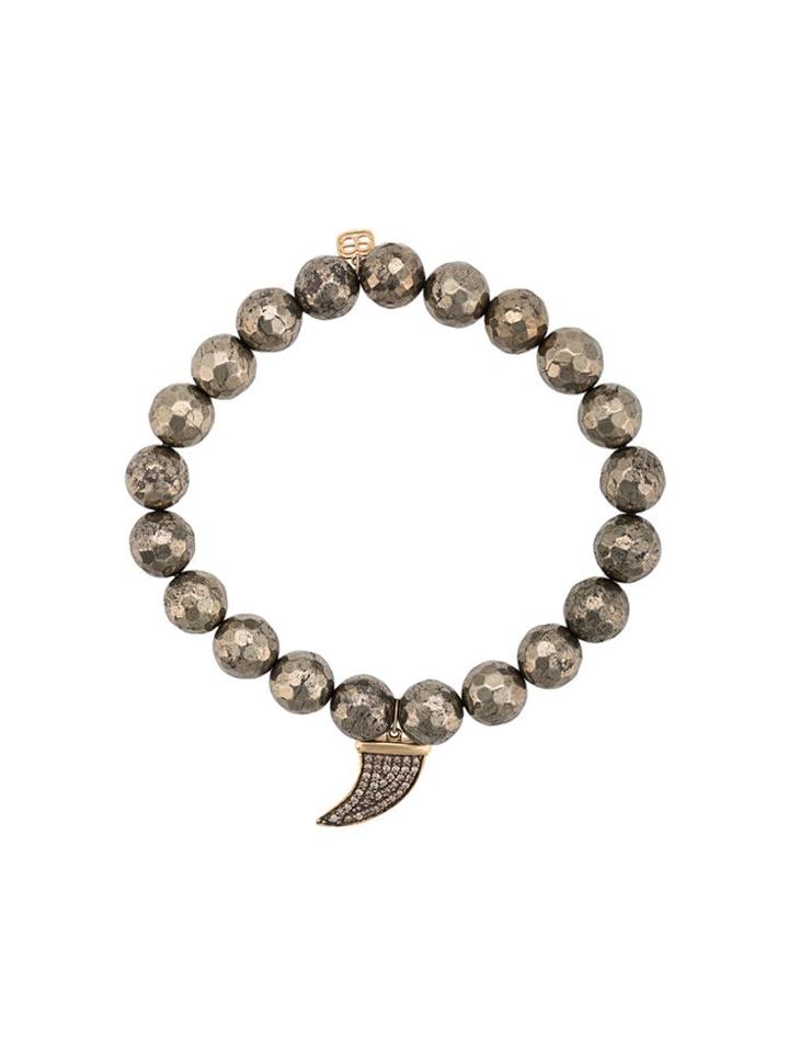 Sydney Evan 14kt Yellow Gold Diamond Horn Beaded Bracelet - Grey
