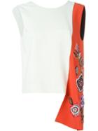 Msgm Embroidered Panel Asymmetric Top