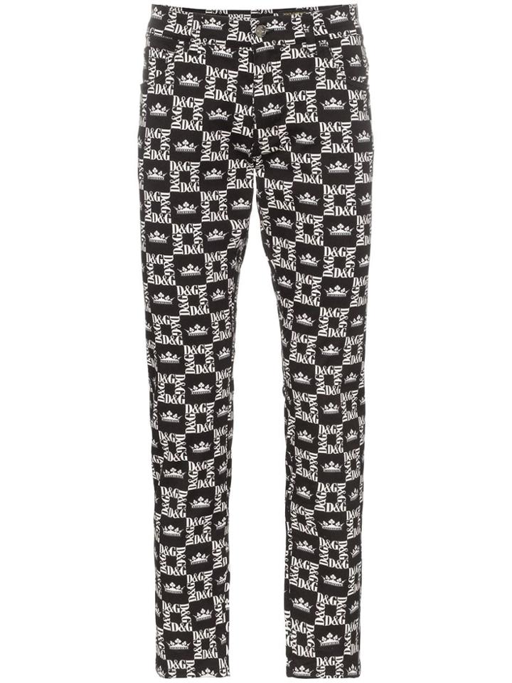 Dolce & Gabbana Slim Checked Jeans - Black
