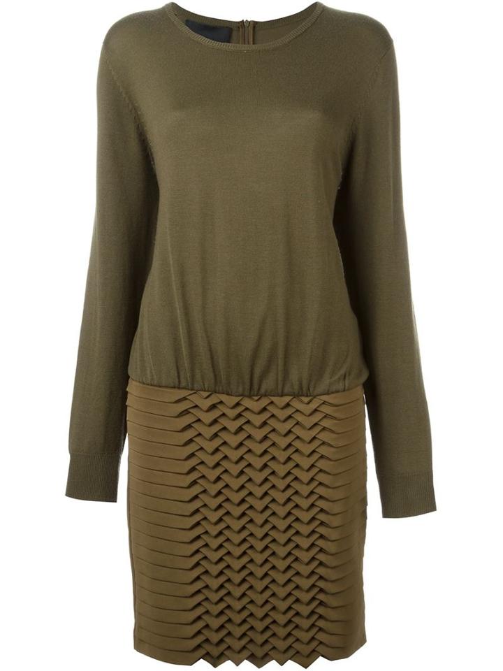 Jay Ahr Origami Jumper Dress, Women's, Size: 36, Green, Silk/spandex/elastane/wool