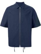 Juun.j Zipped Boxy Shirt, Men's, Size: 46, Blue, Cotton/polyurethane