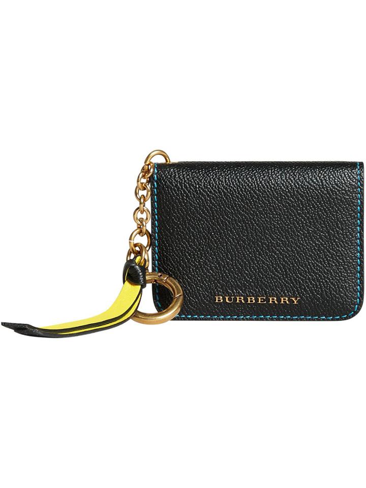Burberry Leather And Haymarket Check Id Card Case Charm - Black