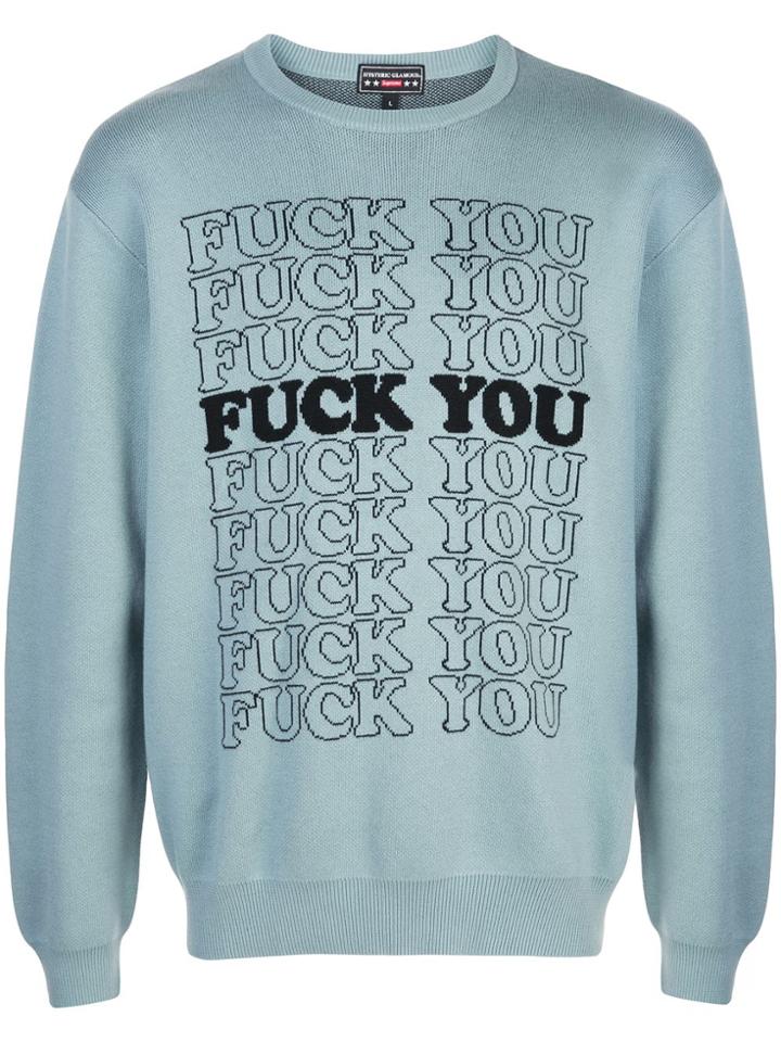 Supreme Slogan Knitted Jumper - Blue